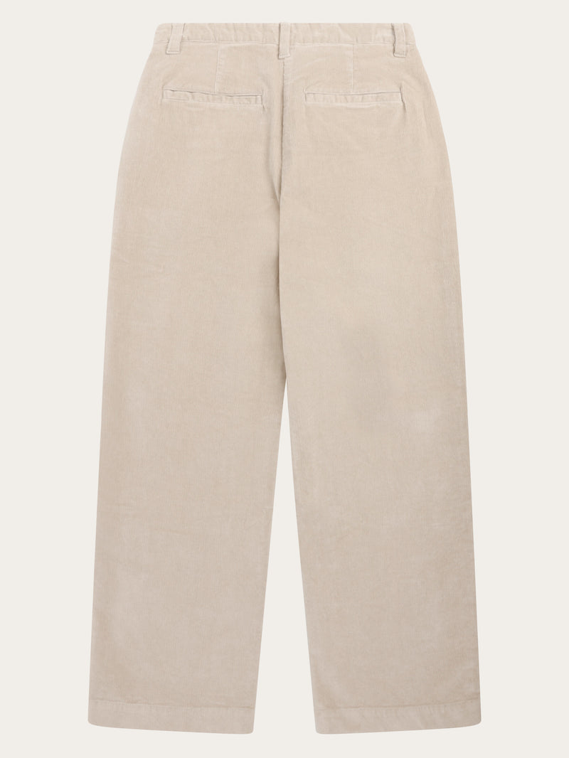 KnowledgeCotton Apparel - WMN Posey wide corduroy pant Pants 1228 Light feather gray