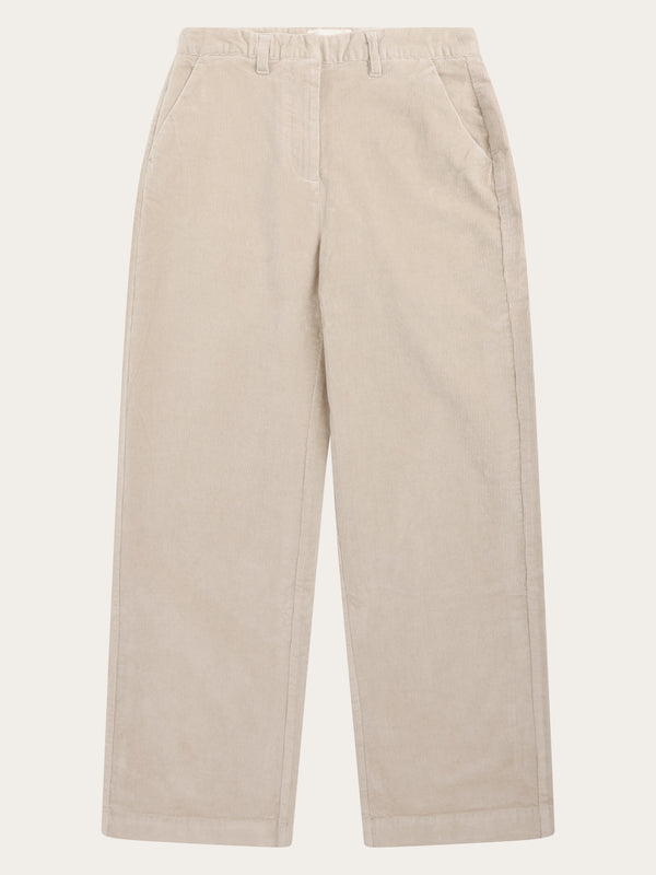 KnowledgeCotton Apparel - WMN Posey wide corduroy pant Pants 1228 Light feather gray