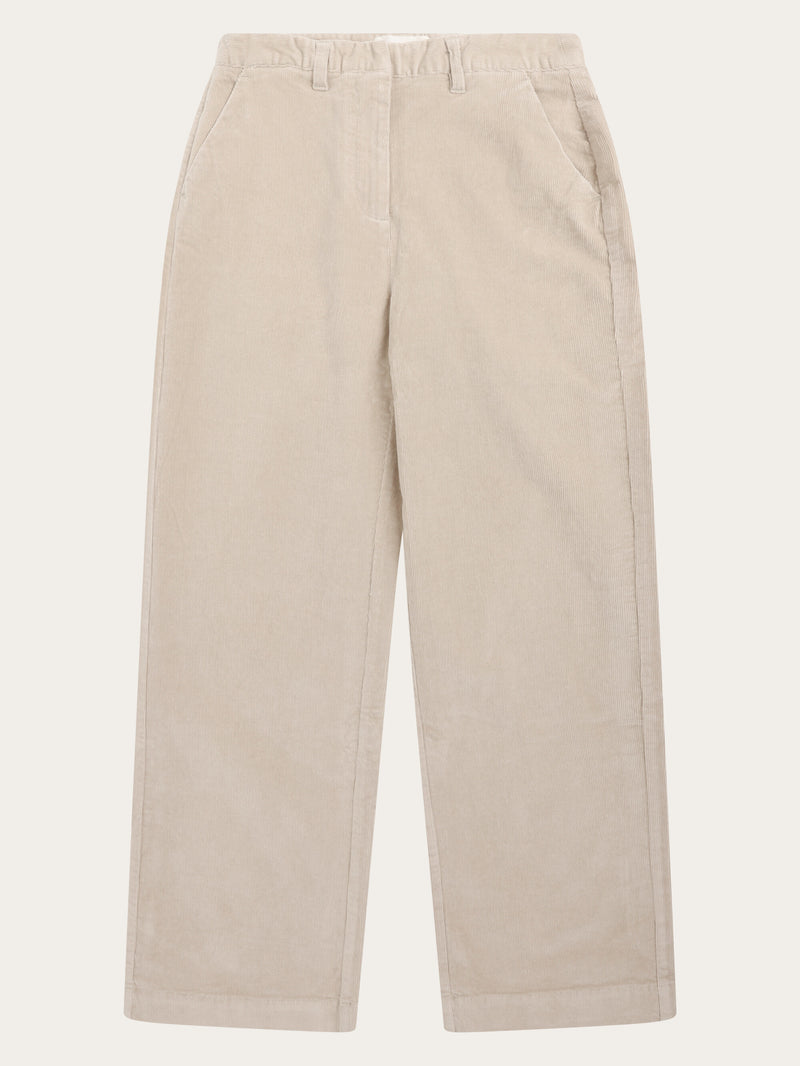 KnowledgeCotton Apparel - WMN Posey wide corduroy pant Pants 1228 Light feather gray