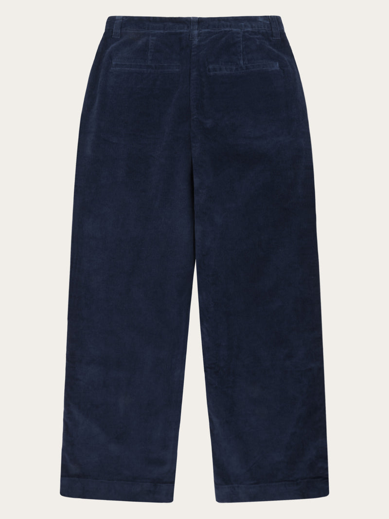 KnowledgeCotton Apparel - WMN Posey wide corduroy pant Pants 1412 Night Sky