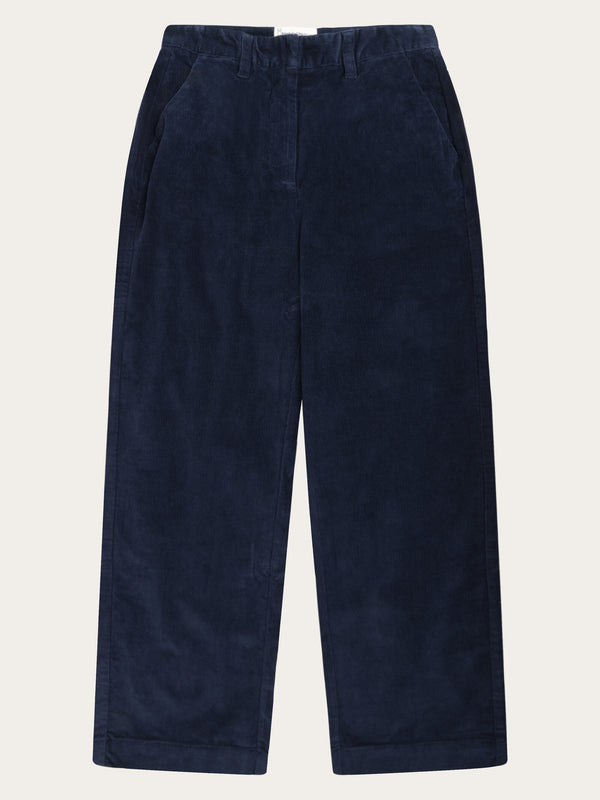 KnowledgeCotton Apparel - WMN Posey wide corduroy pant Pants 1412 Night Sky