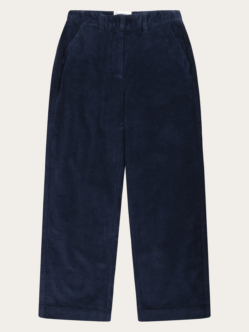 KnowledgeCotton Apparel - WMN Posey wide corduroy pant Pants 1412 Night Sky