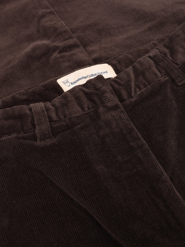 KnowledgeCotton Apparel - WMN Posey wide corduroy pant Pants 1487 Chocolate Torte
