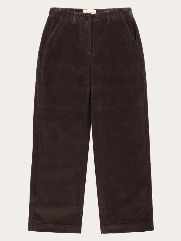 KnowledgeCotton Apparel - WMN Posey wide corduroy pant Pants 1487 Chocolate Torte