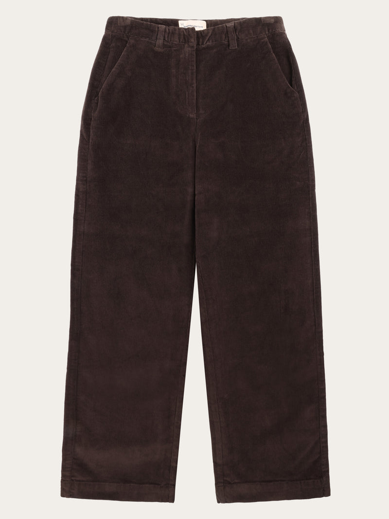 KnowledgeCotton Apparel - WMN Posey wide corduroy pant Pants 1487 Chocolate Torte