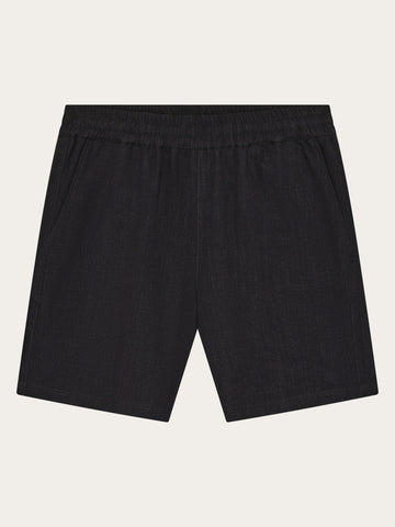 KnowledgeCotton Apparel - WMN Posey wide linen-mix shorts Shorts 1300 Black Jet