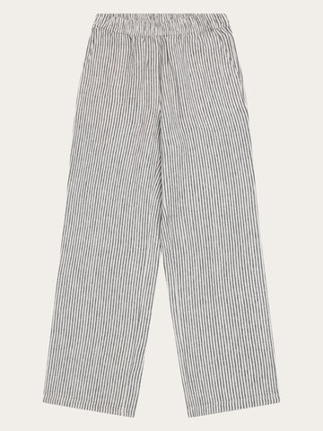 KnowledgeCotton Apparel - WMN Posey wide linen pants Pants 8035 Dark Brown Stripe
