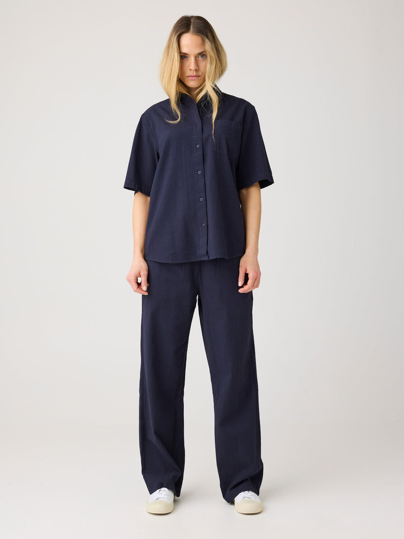 Posey wide seersucker pants - Night Sky