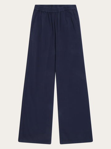 KnowledgeCotton Apparel - WMN Posey wide seersucker pants Pants 1412 Night Sky