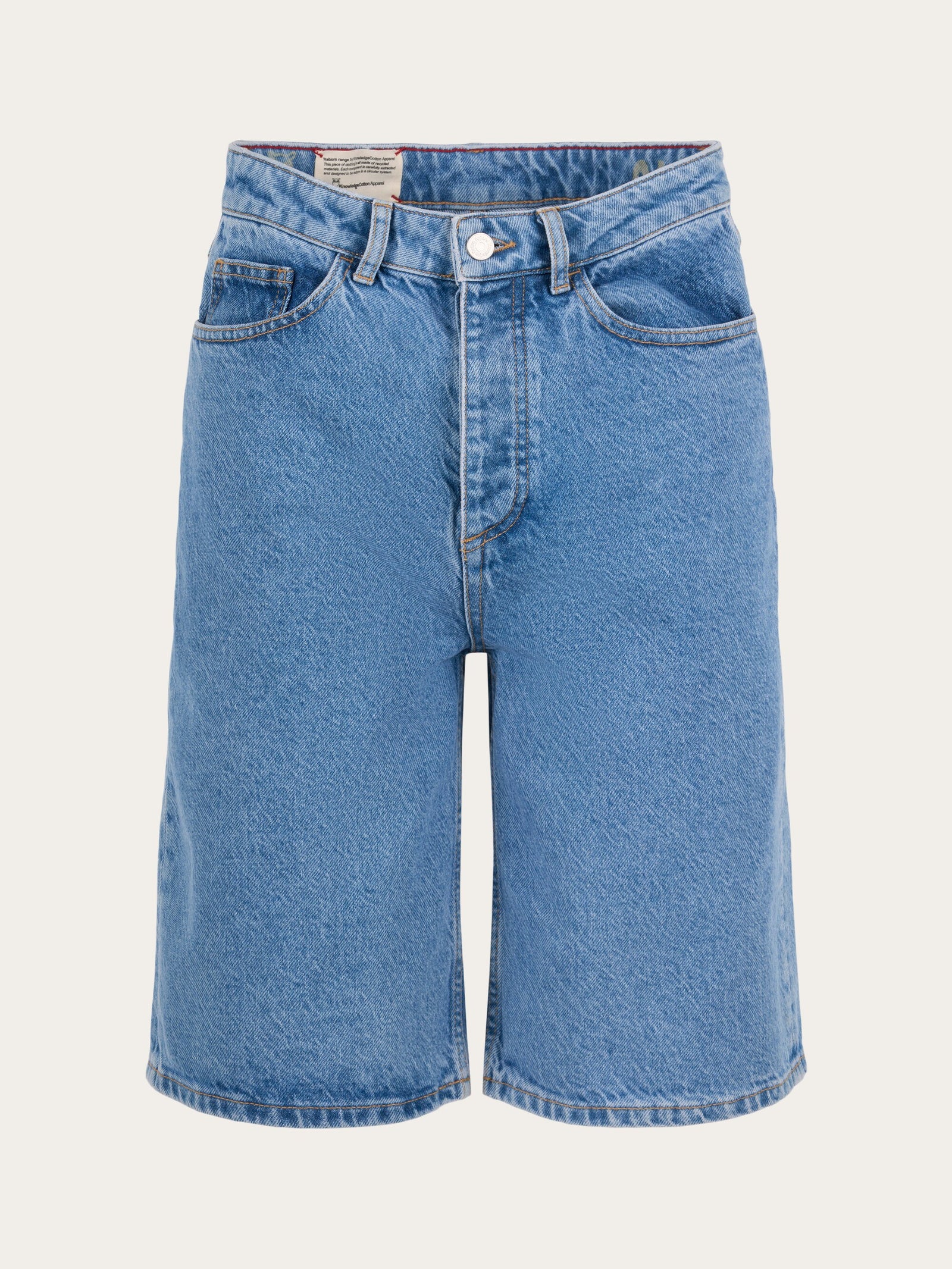Buy REBORN ALLY high waist bermuda denim shorts Bleached Stonewash from KnowledgeCotton Apparel
