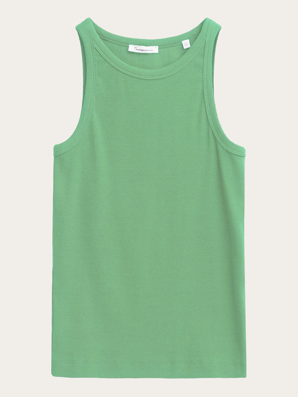 KnowledgeCotton Apparel - WMN Racer rib top T-shirts 1454 Shale Green