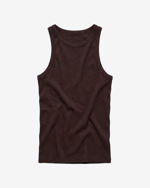 KnowledgeCotton Apparel - WMN Racer rib top T-shirts 1487 Chocolate Torte