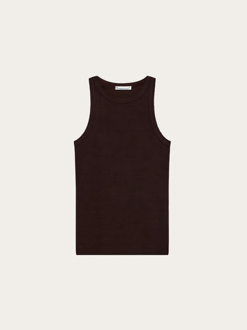 KnowledgeCotton Apparel - WMN Racer rib top T-shirts 1487 Chocolate Torte