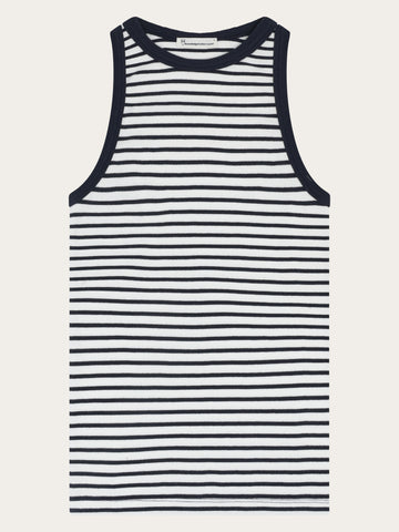 KnowledgeCotton Apparel - WMN Racer rib top T-shirts 8036 Navy