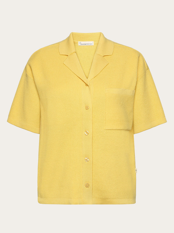 KnowledgeCotton Apparel - WMN Racking stitch short sleeved shirt - Regenerative Organic Certified™ - GOTS/Vegan Knits 1482 Yarrow