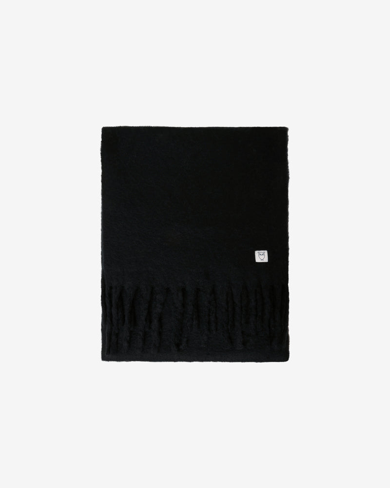 KnowledgeCotton Apparel - UNI Recycled fringe scarf Scarfs 1300 Black Jet