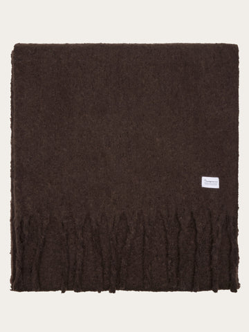 KnowledgeCotton Apparel - UNI Recycled fringe scarf Scarfs 1487 Chocolate Torte