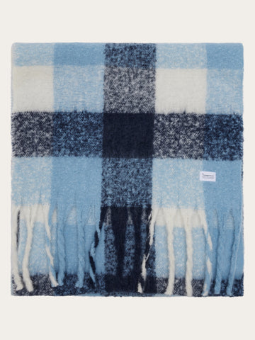 KnowledgeCotton Apparel - UNI Recycled fringe scarf Scarfs 7006 Blue check