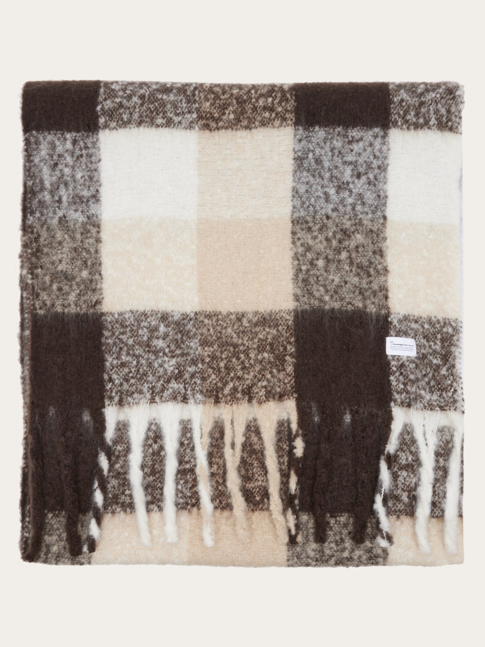 Recycled fringe scarf - Brown check