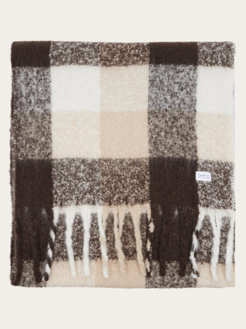 KnowledgeCotton Apparel - UNI Recycled fringe scarf Scarfs 7007 Brown check