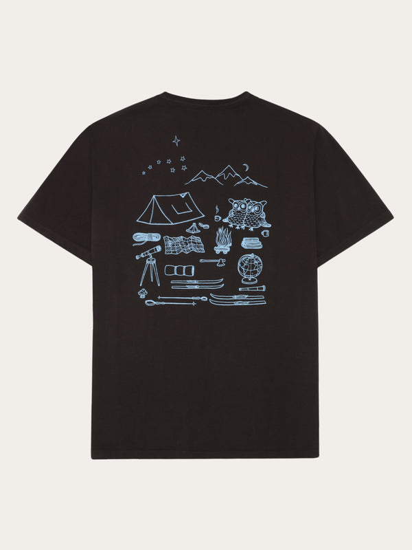 KnowledgeCotton Apparel - MEN Regenerative Organic Cotton Back Print T-Shirt GOTS T-shirts 1487 Chocolate Torte