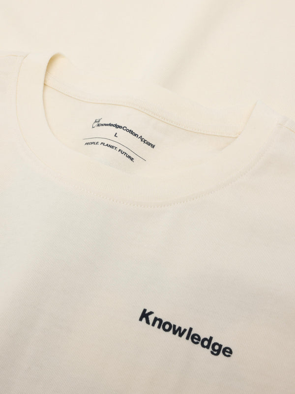 KnowledgeCotton Apparel - MEN Regenerative Organic Cotton Back Print T-Shirt GOTS T-shirts 1387 Egret