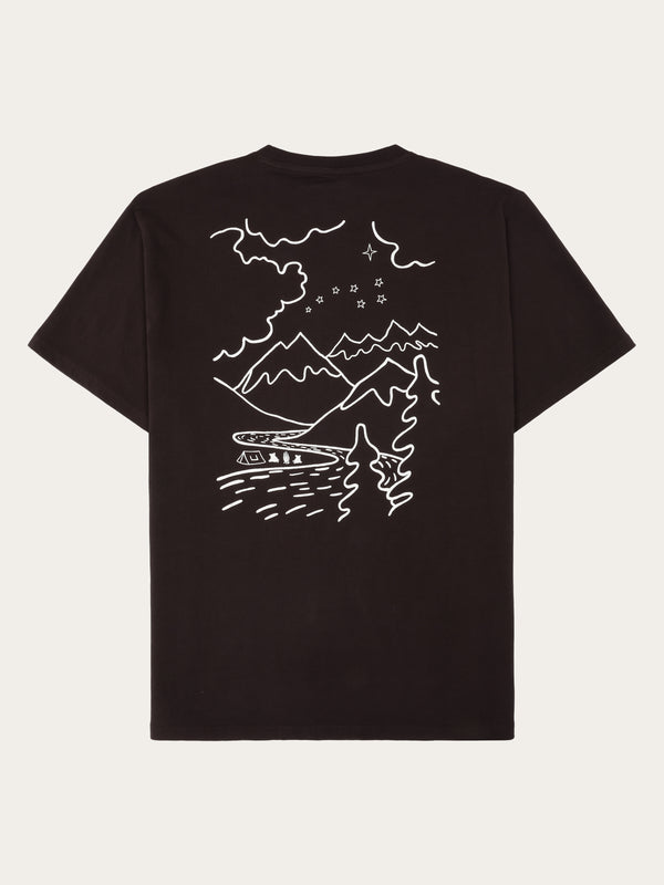 KnowledgeCotton Apparel - MEN Regenerative Organic Cotton Back Print T-Shirt GOTS T-shirts 1487 Chocolate Torte