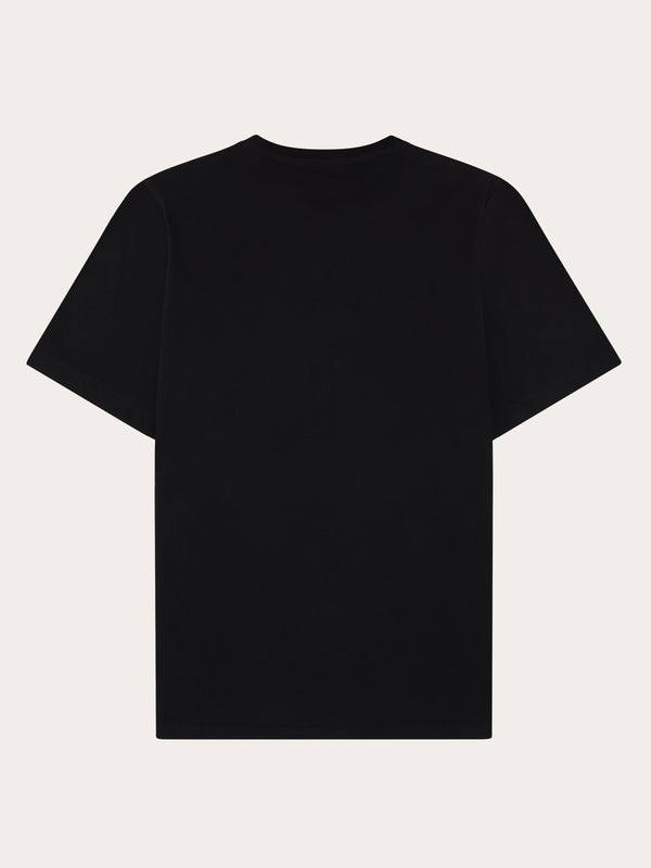 KnowledgeCotton Apparel - MEN Regenerative Organic Cotton Chest Embroidery T-Shirt GOTS T-shirts 1300 Black Jet