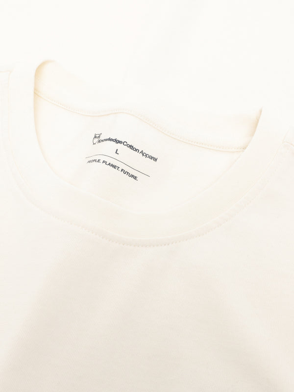 KnowledgeCotton Apparel - MEN Regenerative Organic Cotton Chest Embroidery T-Shirt GOTS T-shirts 1387 Egret