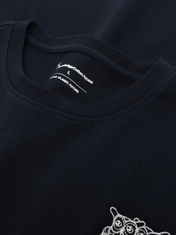 KnowledgeCotton Apparel - MEN Regenerative Organic Cotton Chest Embroidery T-Shirt GOTS T-shirts 1412 Night Sky