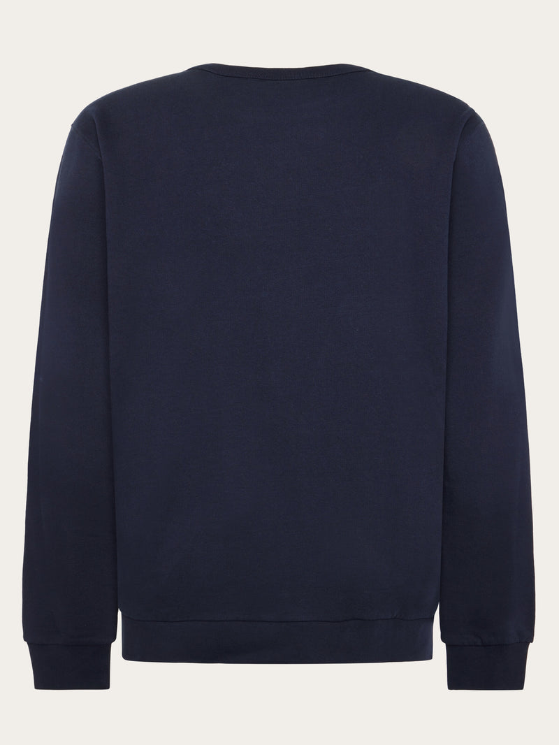 KnowledgeCotton Apparel - MEN Regenerative Organic Cotton Embroidery Crew Neck GOTS/Vegan Sweats 1412 Night Sky