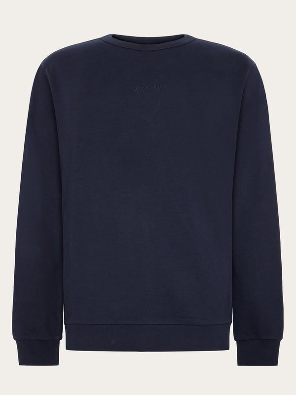 KnowledgeCotton Apparel - MEN Regenerative Organic Cotton Embroidery Crew Neck GOTS/Vegan Sweats 1412 Night Sky