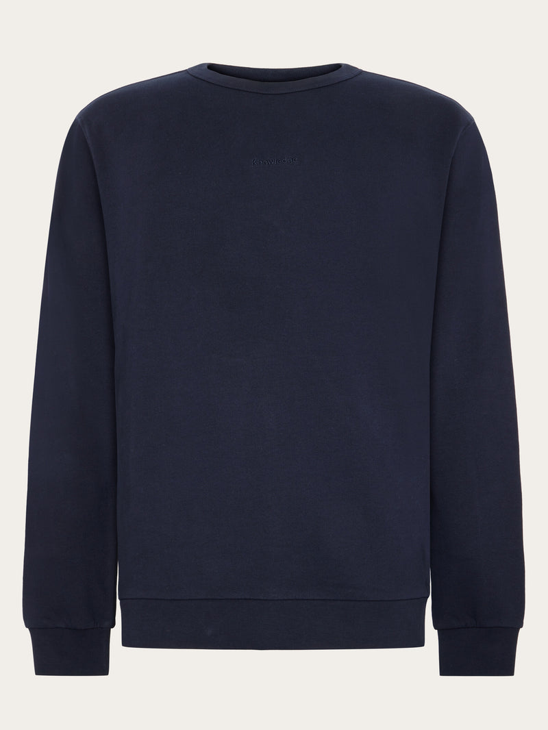KnowledgeCotton Apparel - MEN Regenerative Organic Cotton Embroidery Crew Neck GOTS/Vegan Sweats 1412 Night Sky