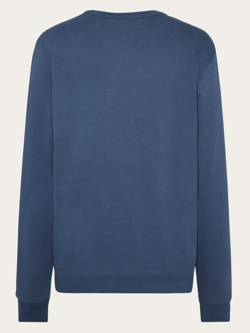 KnowledgeCotton Apparel - MEN Regenerative Organic Cotton Printed Crew Neck GOTS/Vegan Sweats 1226 Vintage Indigo