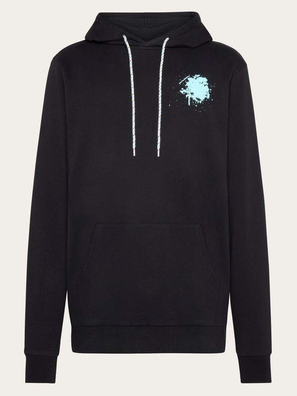 KnowledgeCotton Apparel - MEN Regenerative Organic Cotton Printed Hoodie GOTS/Vegan Sweats 1300 Black Jet