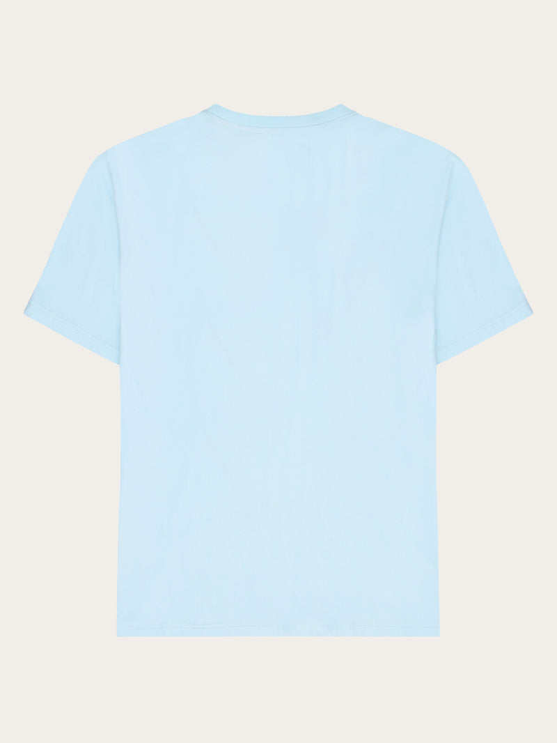 KnowledgeCotton Apparel - MEN Regular big owl front print t-shirt - GOTS T-shirts 1480 Aqua-Esque