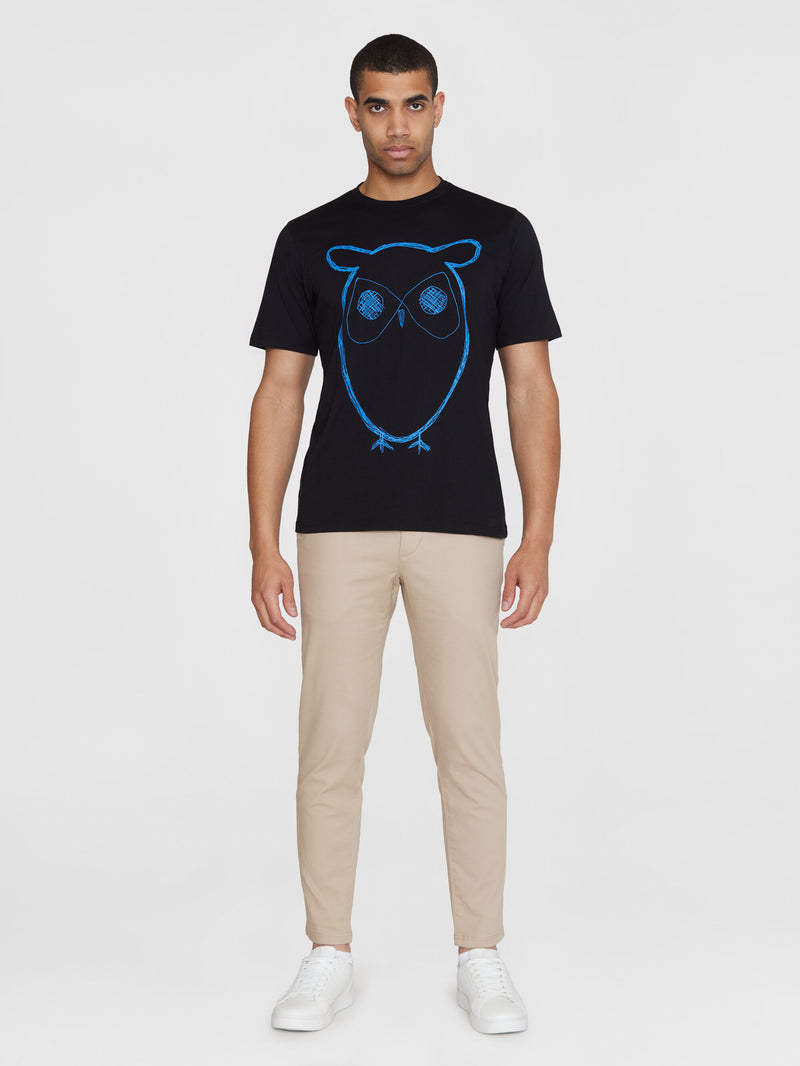 KnowledgeCotton Apparel - MEN Regular big owl front print t-shirt - GOTS T-shirts 9992 item color