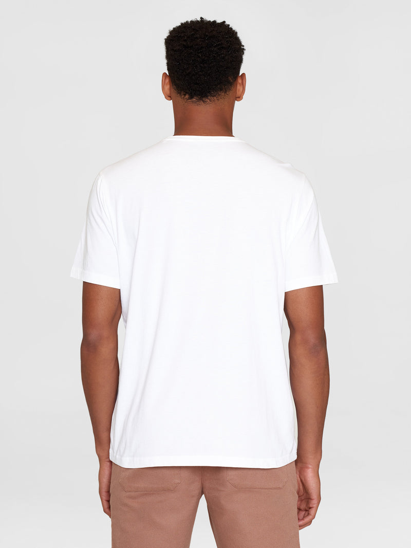 KnowledgeCotton Apparel - MEN Regular big owl layer front print t-shirt T-shirts 1010 Bright White