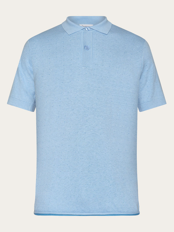 KnowledgeCotton Apparel - MEN Regular double layer knitted short sleeved polo - GOTS/Vegan Polos 1457 Dusk Blue