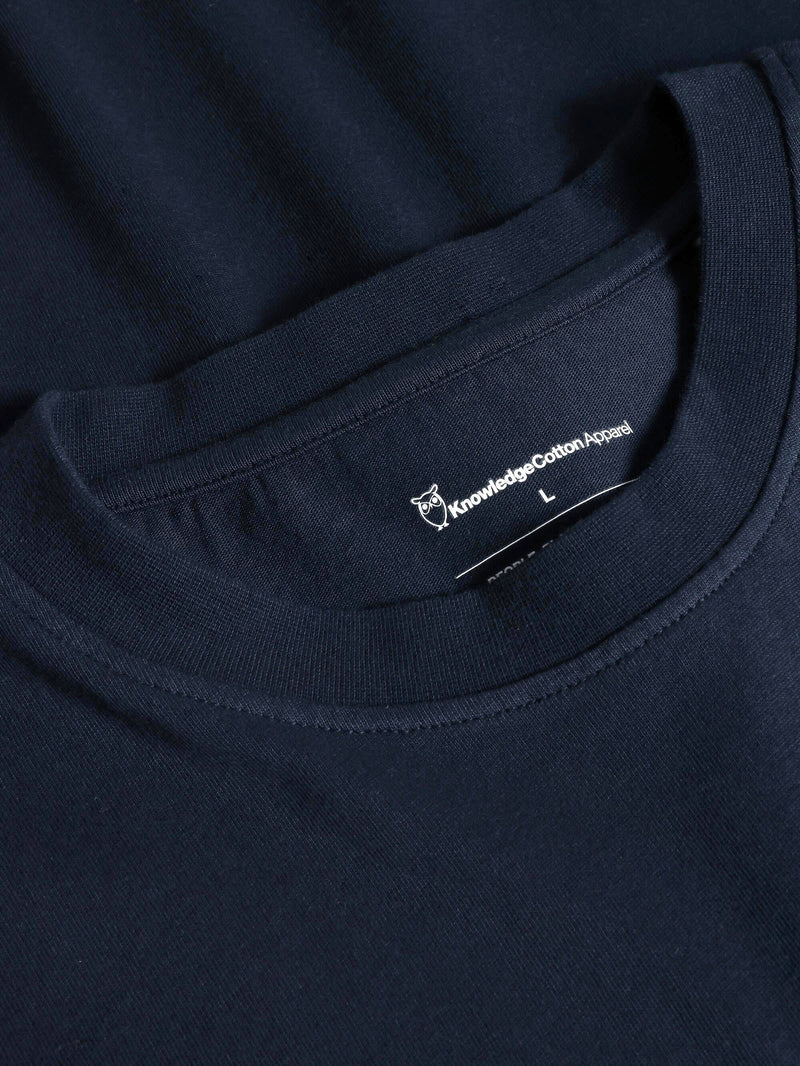 KnowledgeCotton Apparel - UNI Regular drop-shoulder short sleeve heavy single jersey printed t-shirt GOTS/Vegan T-shirts 1412 Night Sky
