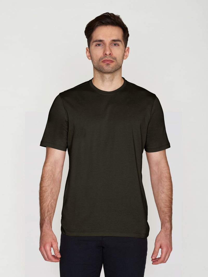 KnowledgeCotton Apparel - MEN Regular fit Basic tee T-shirts 1337 Green melange