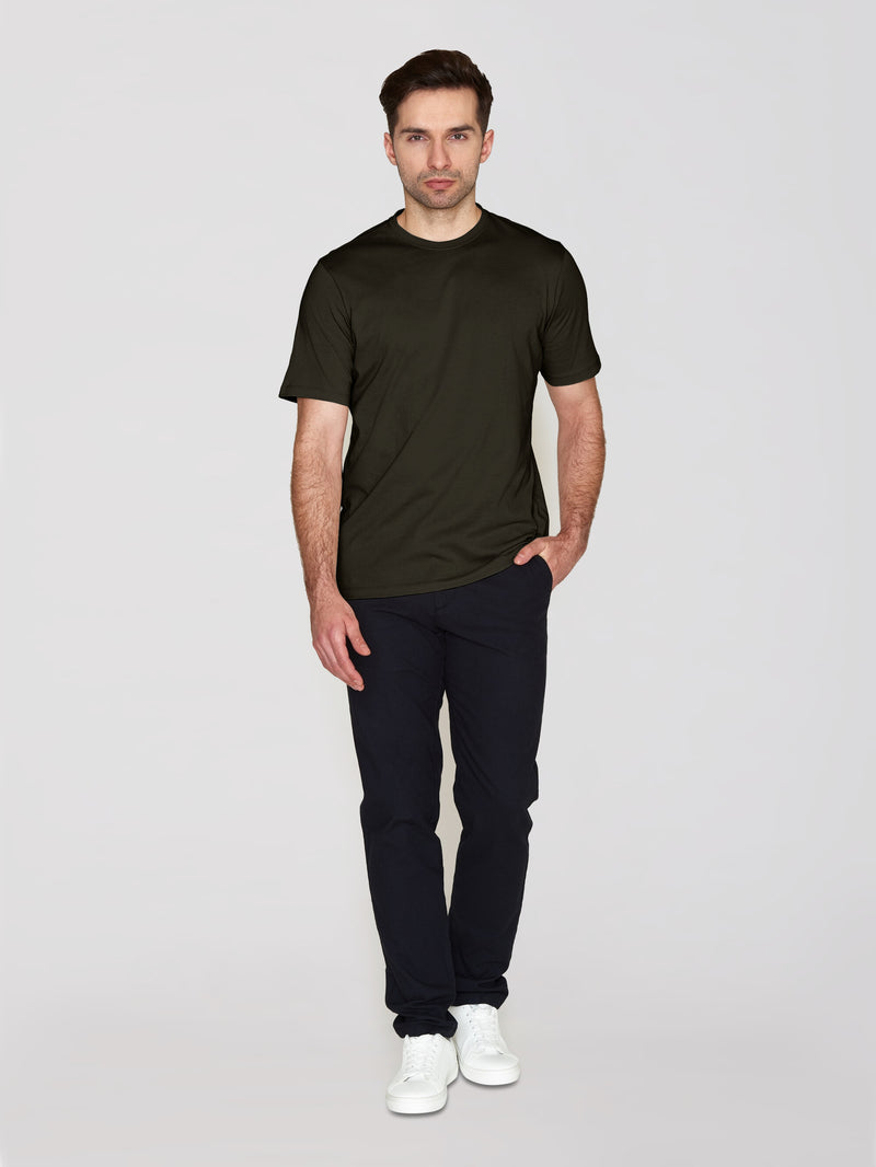 KnowledgeCotton Apparel - MEN Regular fit Basic tee T-shirts 1337 Green melange
