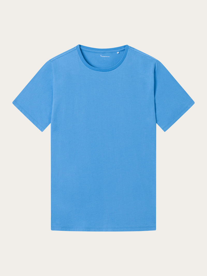 KnowledgeCotton Apparel - MEN Regular fit Basic tee T-shirts 1393 Azure Blue