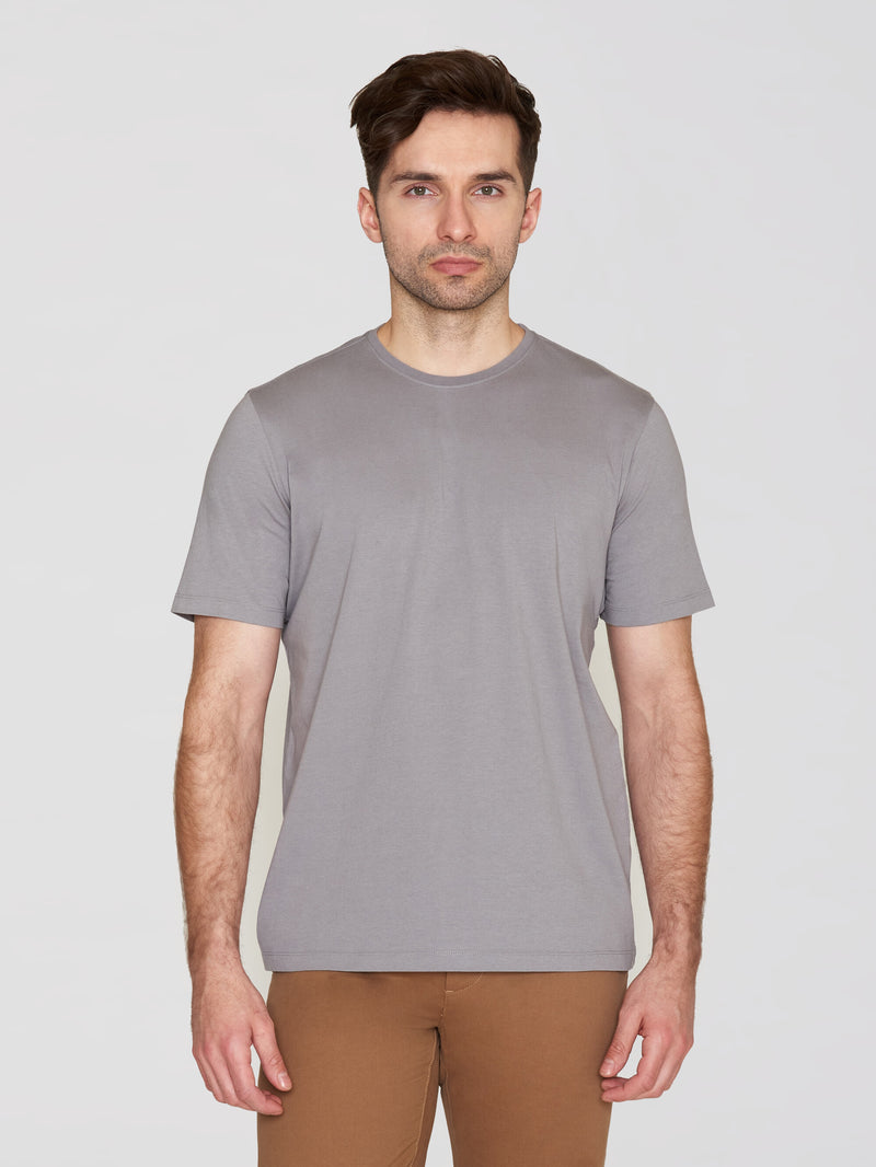KnowledgeCotton Apparel - MEN Regular fit Basic tee T-shirts 1401 Sharkskin