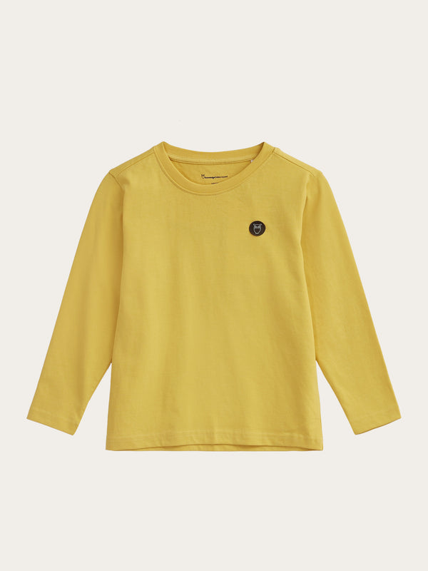 KnowledgeCotton Apparel - YOUNG Regular fit badge long sleeved Long Sleeves 1429 Misted Yellow