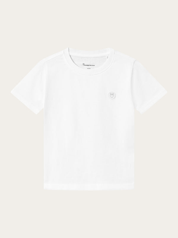 KnowledgeCotton Apparel - YOUNG Regular fit badge t-shirt T-shirts 1010 Bright White