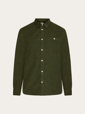KnowledgeCotton Apparel - MEN Regular fit corduroy shirt Shirts 1090 Forest Night