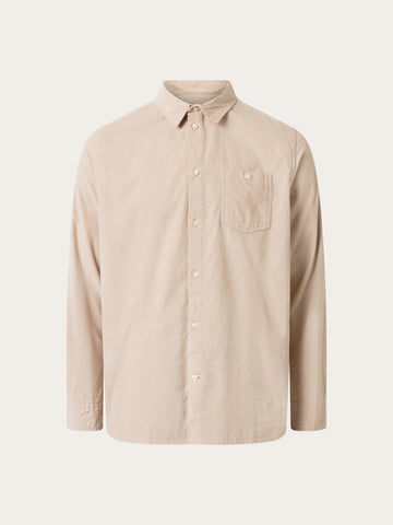 KnowledgeCotton Apparel - MEN Regular fit corduroy shirt Shirts 1228 Light feather gray