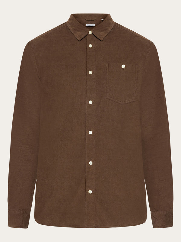 KnowledgeCotton Apparel - MEN Regular fit corduroy shirt Shirts 1243 Demitasse (brown)