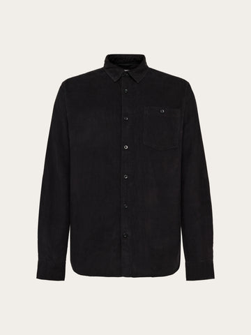 KnowledgeCotton Apparel - MEN Regular fit corduroy shirt Shirts 1300 Black Jet